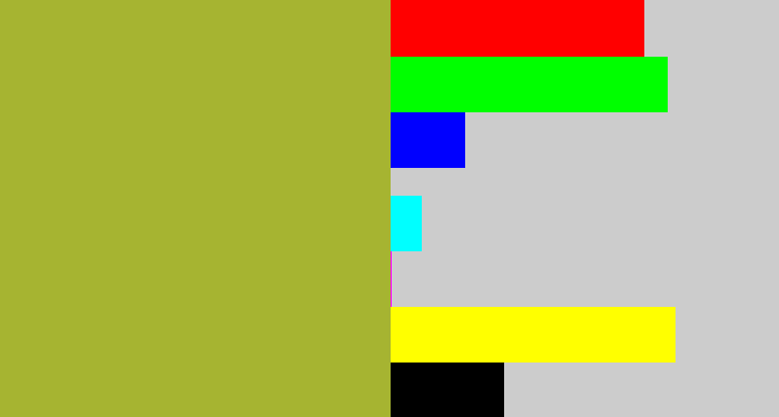 Hex color #a6b431 - sick green