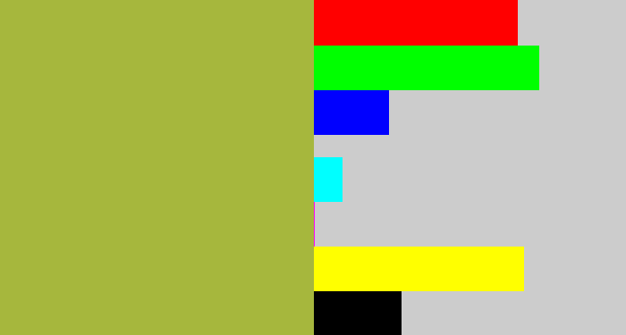 Hex color #a6b73d - booger