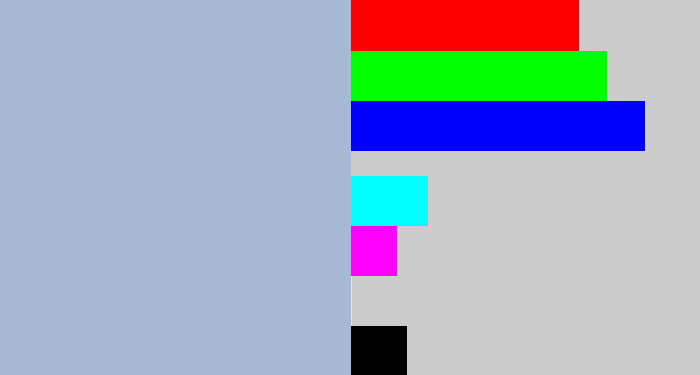 Hex color #a6b9d5 - light grey blue