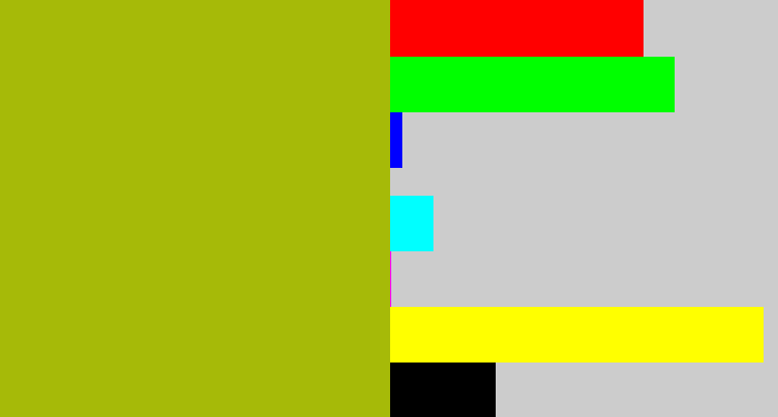 Hex color #a6ba08 - mustard green
