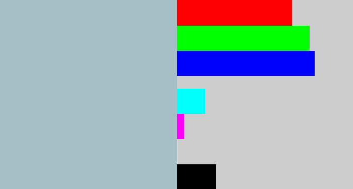 Hex color #a6bfc6 - light grey blue