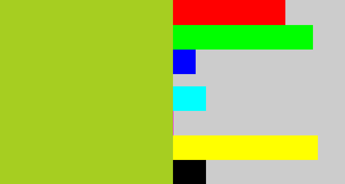 Hex color #a6ce21 - pea