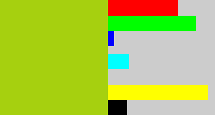 Hex color #a6d00f - green/yellow
