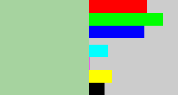 Hex color #a6d39f - light grey green