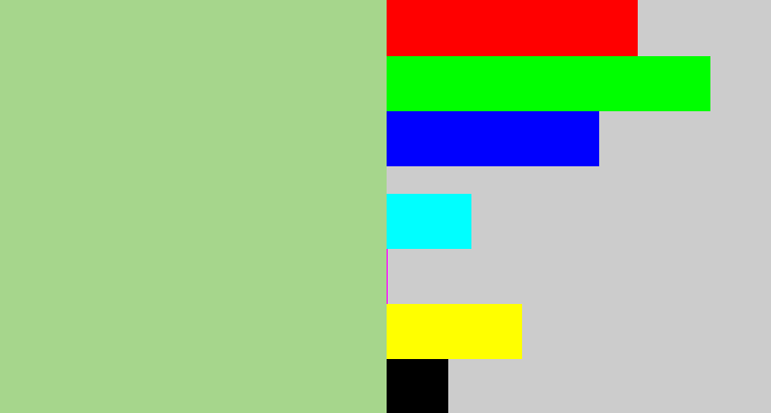 Hex color #a6d68c - pale olive green