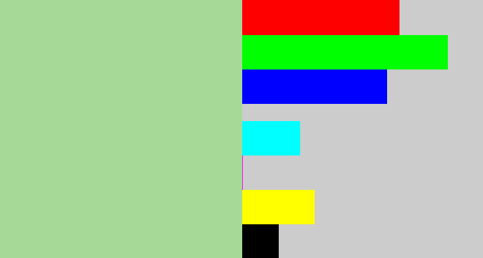 Hex color #a6d998 - light grey green