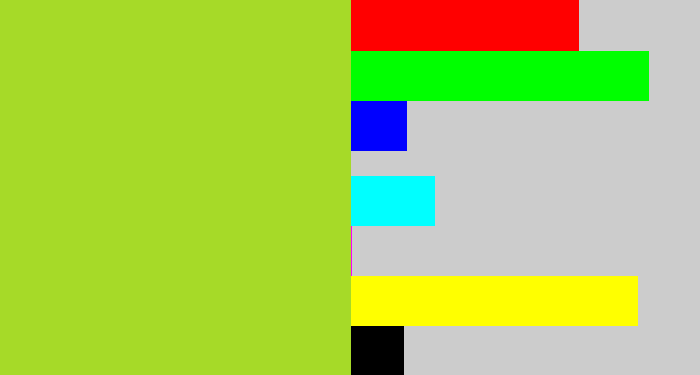 Hex color #a6da28 - yellowish green