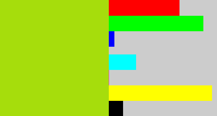 Hex color #a6dd0c - yellowish green