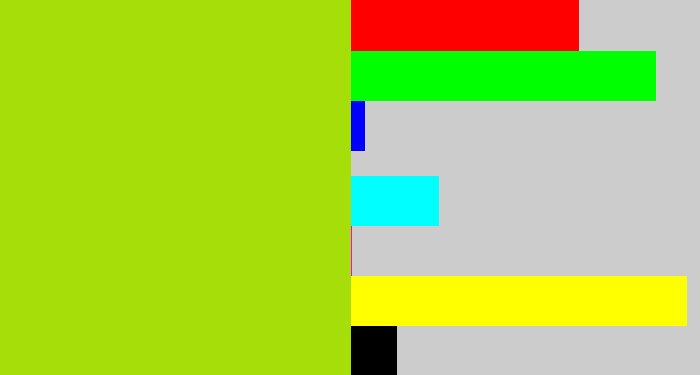 Hex color #a6de09 - yellowish green