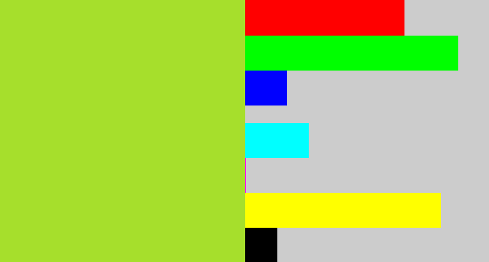 Hex color #a6df2c - yellowish green