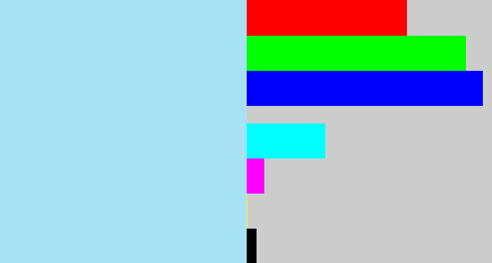 Hex color #a6e2f4 - robin's egg blue