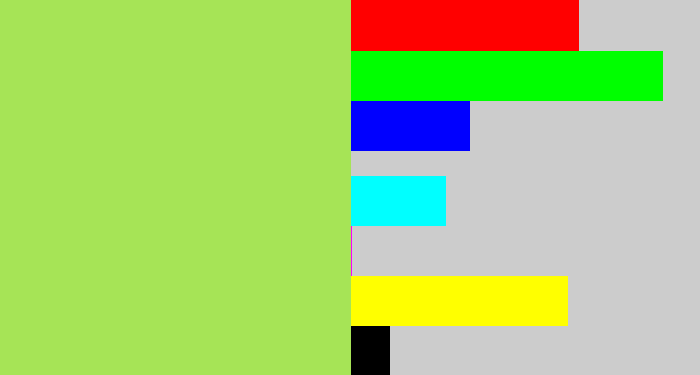 Hex color #a6e456 - kiwi