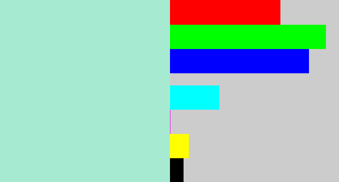 Hex color #a6ebd1 - pale turquoise