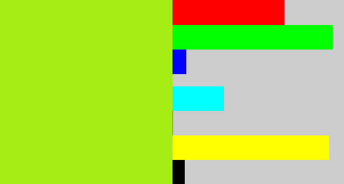 Hex color #a6ec15 - yellowish green