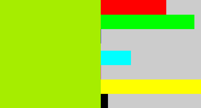 Hex color #a6ed00 - lemon green