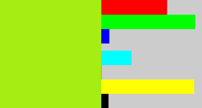Hex color #a6ed14 - yellowish green