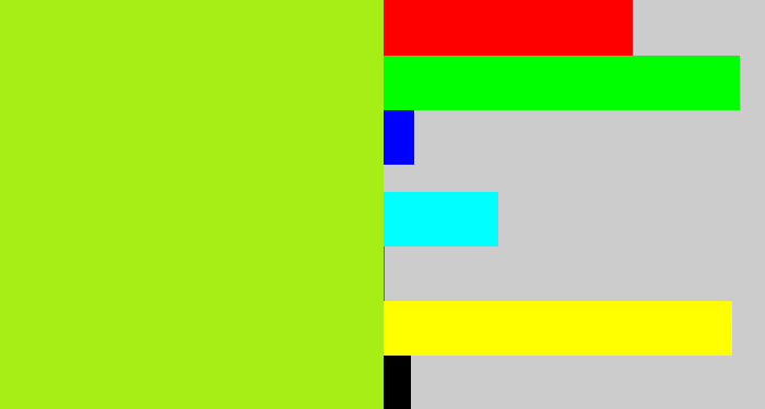 Hex color #a6ee15 - yellowish green