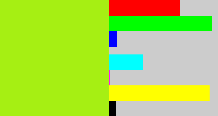 Hex color #a6ef13 - lemon green