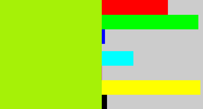 Hex color #a6f107 - lemon green