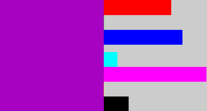 Hex color #a701c1 - vibrant purple