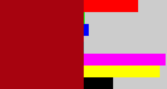 Hex color #a7030f - darkish red