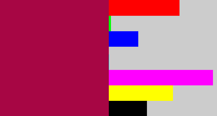 Hex color #a70644 - purplish red