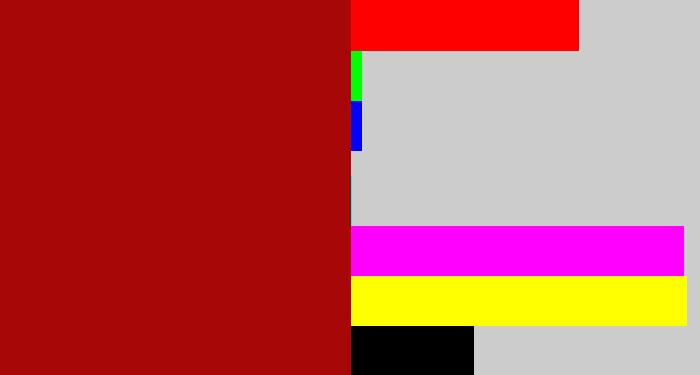 Hex color #a70807 - darkish red