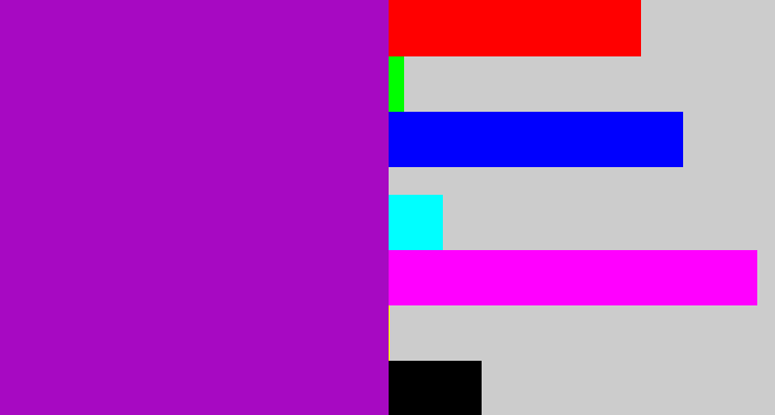 Hex color #a709c2 - barney