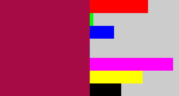 Hex color #a70b45 - purplish red