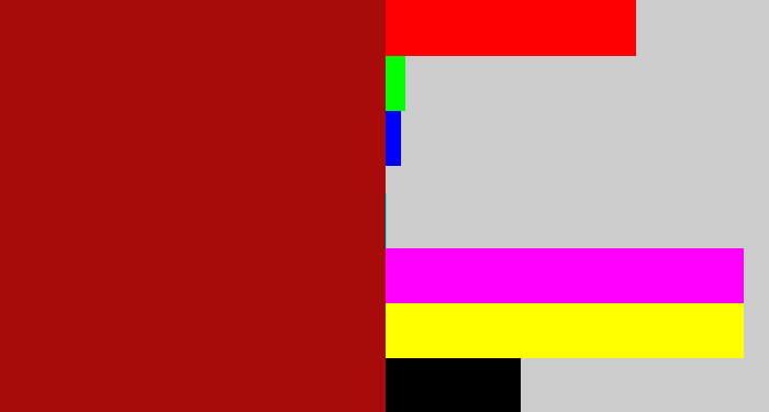 Hex color #a70c0b - darkish red