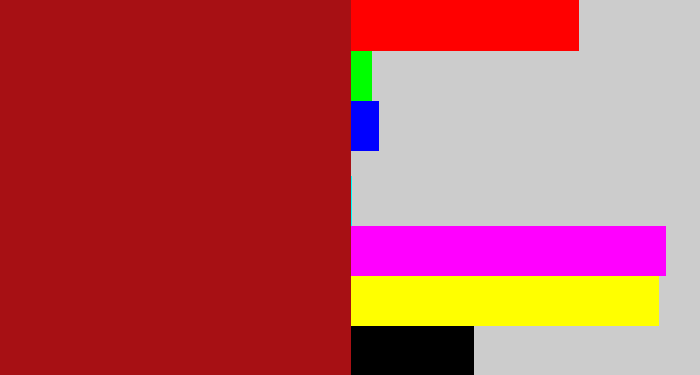 Hex color #a71014 - carmine