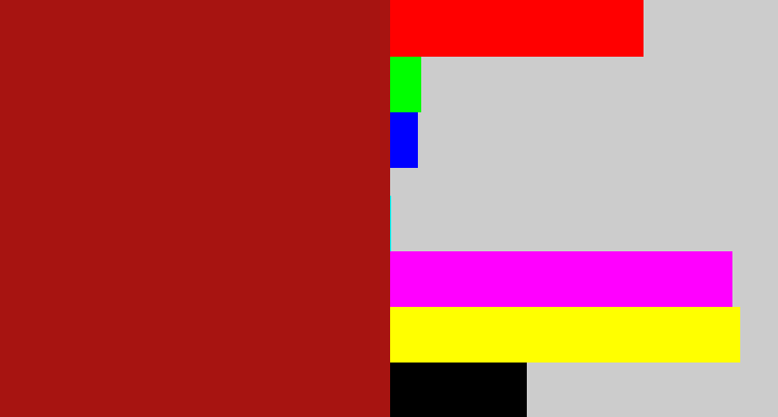 Hex color #a71411 - darkish red