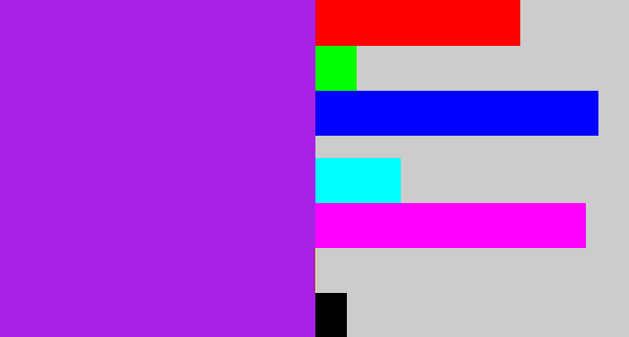 Hex color #a721e6 - violet