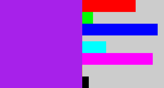 Hex color #a721ea - electric purple