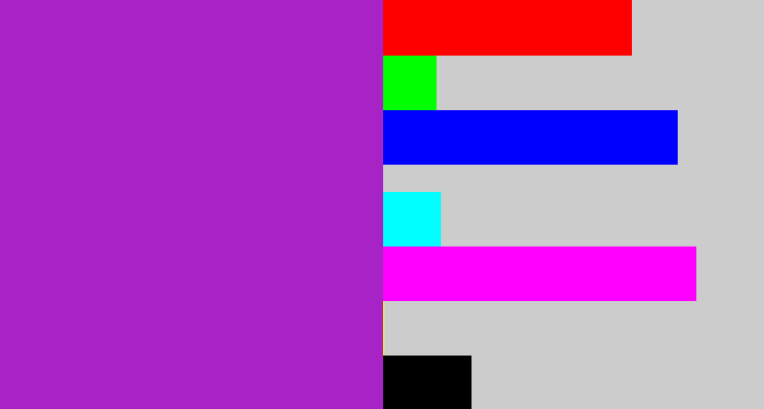 Hex color #a723c5 - barney