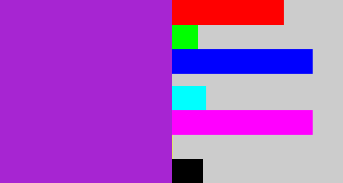 Hex color #a725d2 - barney