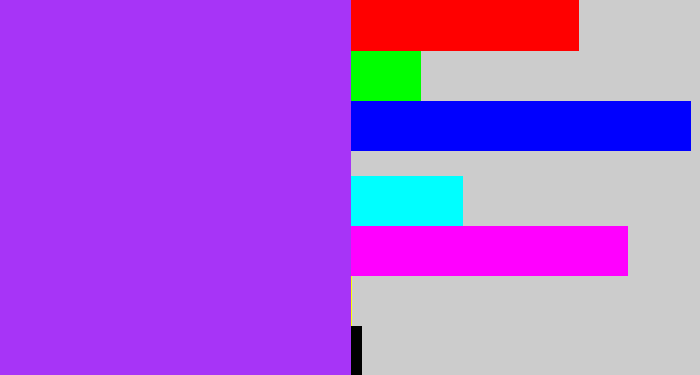 Hex color #a734f7 - electric purple