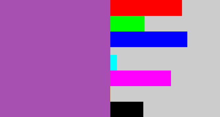 Hex color #a750b2 - medium purple