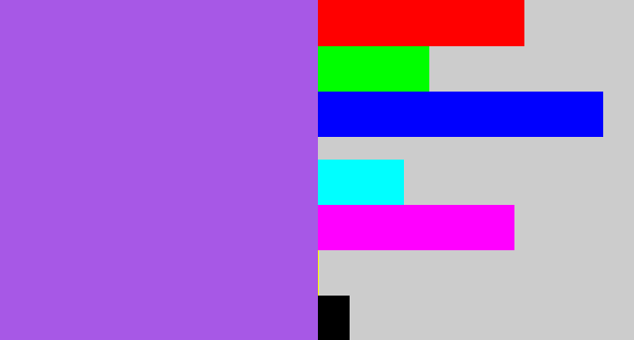 Hex color #a758e6 - lightish purple