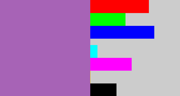 Hex color #a763b6 - soft purple
