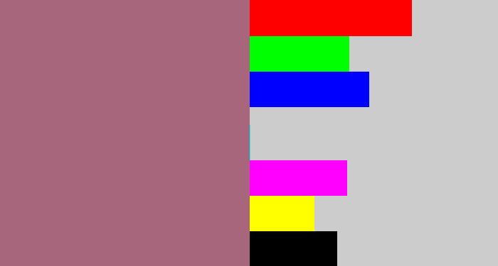 Hex color #a7667b - mauve