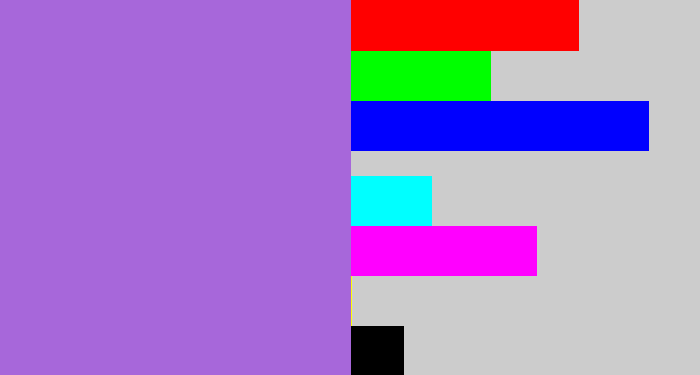 Hex color #a767da - lightish purple