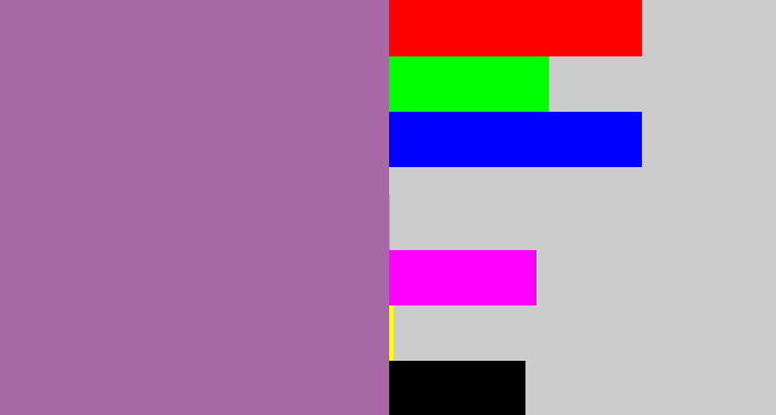 Hex color #a768a5 - dark lilac