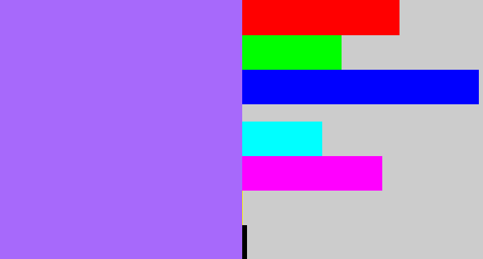 Hex color #a769fb - light urple
