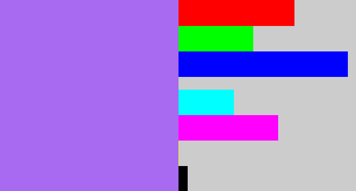 Hex color #a76af1 - light urple