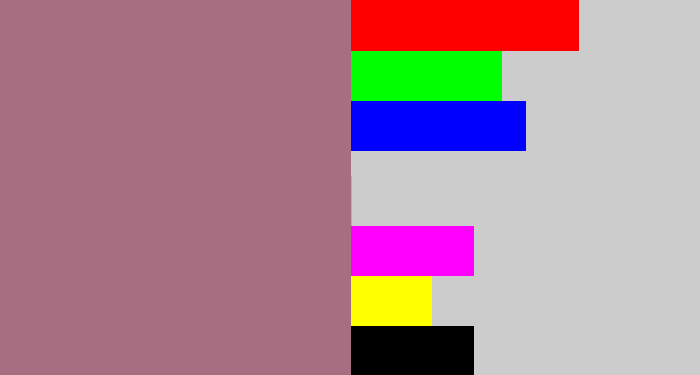 Hex color #a76d80 - mauve