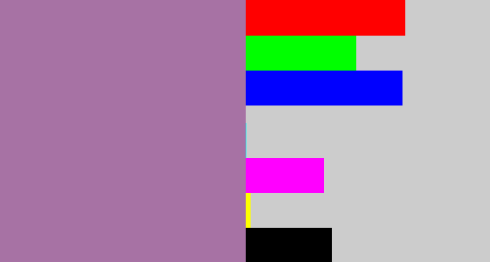 Hex color #a772a4 - dark lilac