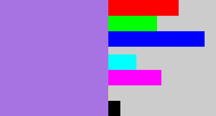 Hex color #a773e2 - light urple