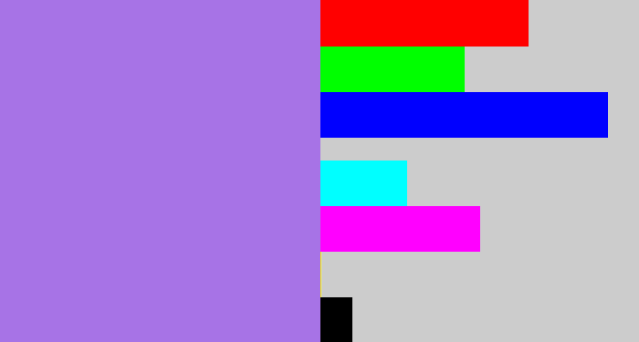 Hex color #a773e6 - light urple