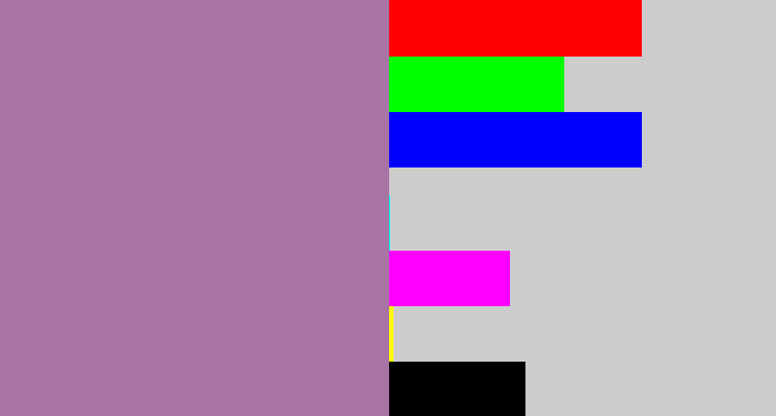Hex color #a774a5 - dark lilac